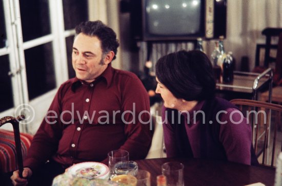 Visit of Mila Gagarine (Cahiers d'art) and William (Bill) Rubin, MoMA. Mas Notre-Dame-de-Vie, Mougins 7. Jan 1972. - Photo by Edward Quinn