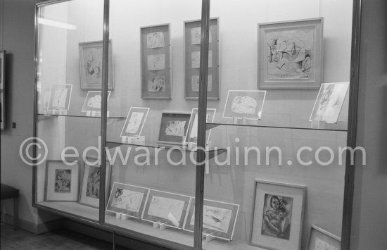 Exhibition "Pablo Picasso: 172 dessins en noir et blanc et en couleurs. 21.11.71-18.8.72" Galerie Louise Leiris, Paris 1.12.1972 - 13.1.1973. - Photo by Edward Quinn