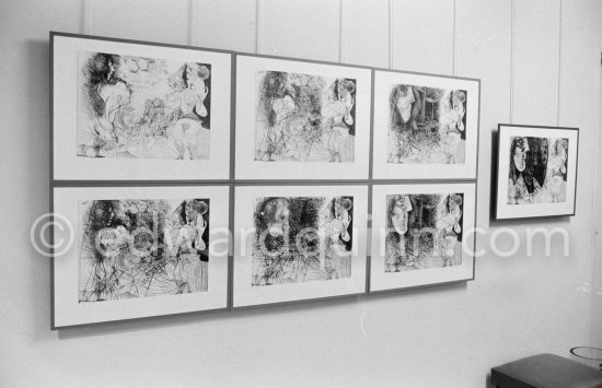 Exposition "Pablo Picasso. 156 Gravures récentes", Galerie Louise Leiris, 24.1.-24.2.1973. Paris 1973. - Photo by Edward Quinn