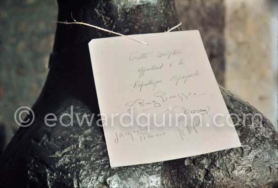 Studio de la sculpture. Ground floor, Mas Notre-Dame-de-Vie, Mougins 1974. (photographed after Pablo Picasso's death) - Photo by Edward Quinn