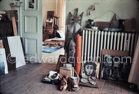 One of the unfurnished rooms at Mas Notre-Dame-de-Vie that Pablo Picasso used as studios. The studio as it was before he died. Mougins 1974. - Photo by Edward Quinn