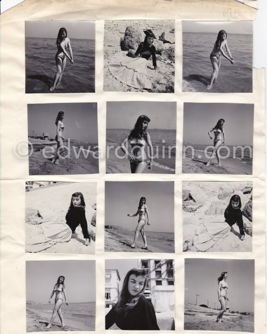 PinUp. Juan-les-Pins 1953. Contact prints. Photos from original negatives available. - Photo by Edward Quinn