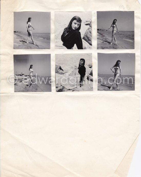 PinUp. Juan-les-Pins 1953. Contact prints. Photos from original negatives available. - Photo by Edward Quinn