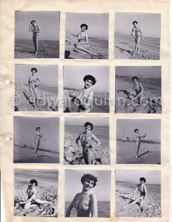 PinUp from Cannes. Contact prints. Photos from original negatives available. - Photo by Edward Quinn