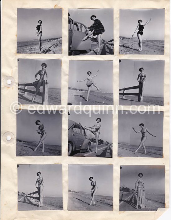 Pin-up from Cannes. Contact prints. Photos from original negatives available. - Photo by Edward Quinn