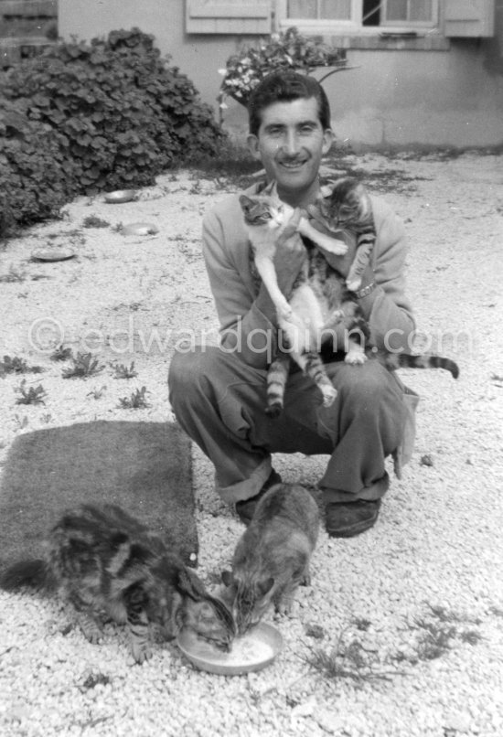 Edward Quinn withe his cats. Nice about 1956. - Photo by Edward Quinn