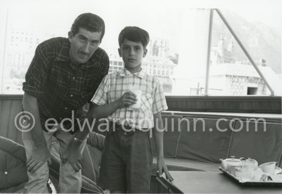 Edward Quinn and Alexander Onassis on board Onassis\' Yacht Christina. Monaco harbor 1957. - Photo by Edward Quinn