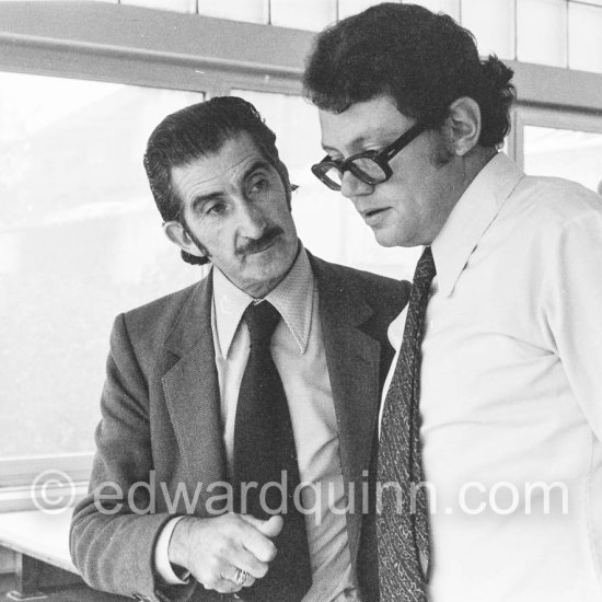 Edward Quinn and Mr. Greb, Vontobel Druck AG. Printing of "James Joyce's Dublin", Feldmeilen, Switzerland 1973. Photo Wolfgang Frei - Photo by Edward Quinn
