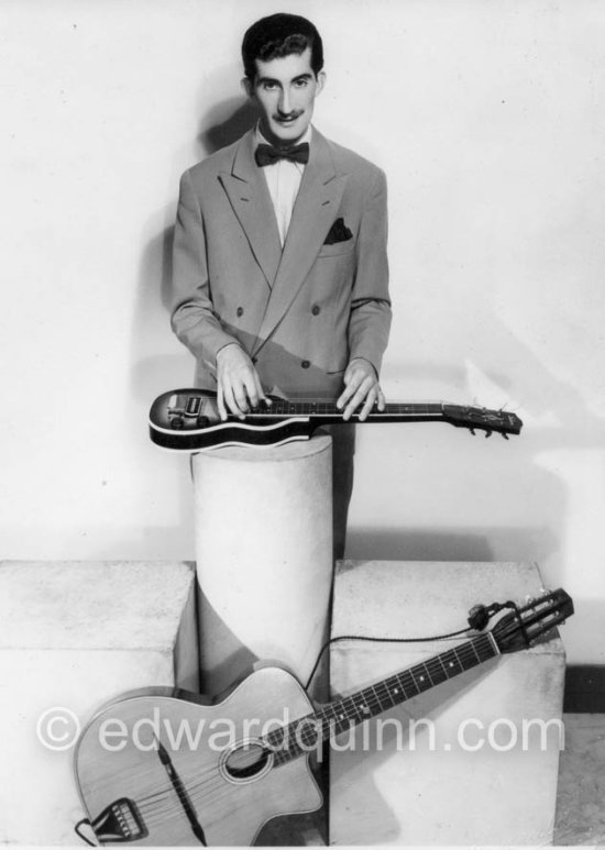 Edward Quinn as "Eddy Quinero, le célèbre guitariste électrique". Monaco, about 1948. - Photo by Edward Quinn