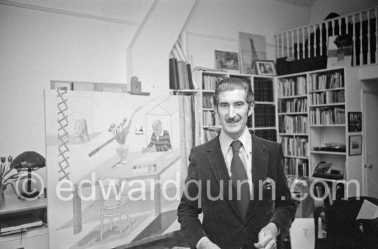 Edward Quinn, Photographer, Nice. Photo by David Hockney, At Hockney's home, London 1975. - Photo by Edward Quinn