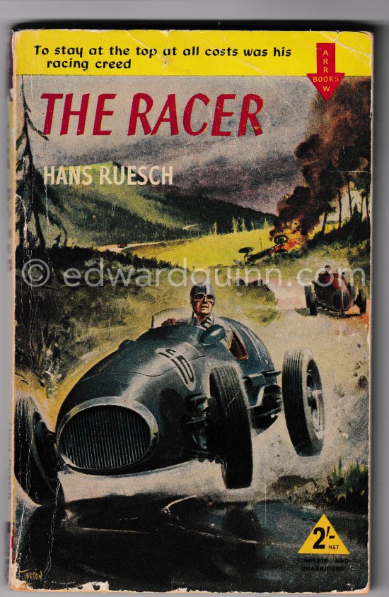 Cover of the paperback book Ruesch, Hans, "The Racer". Essex 1957, originally published 1953. - Photo by Edward Quinn