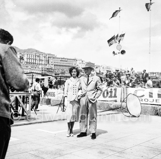 Katy Jurado and not yet identified person, actors in "The Racers". Monte Carlo 1955. - Photo by Edward Quinn