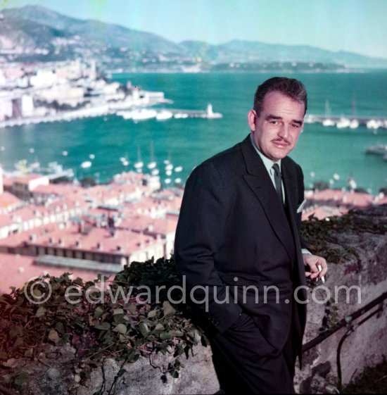 Prince Rainier in the gardens of the palace on the Rocher of Monaco-Ville 1954. - Photo by Edward Quinn