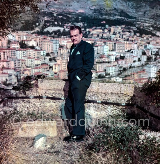 Prince Rainier in the gardens of the palace on the Rocher of Monaco-Ville 1954. - Photo by Edward Quinn