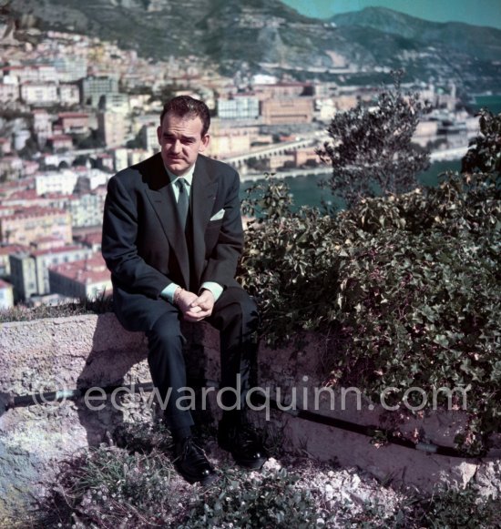 Prince Rainier in the gardens of the palace on the Rocher of Monaco-Ville 1954. - Photo by Edward Quinn