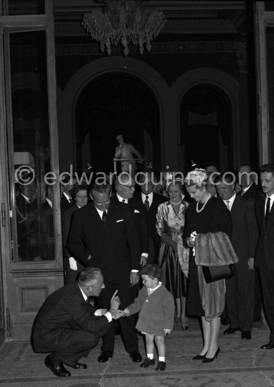 Prince Albert, Prince Rainier, Princess Grace, Jacques-Yves Cousteau, Prince Pierre, 50th anniversary of the Monaco Oceanographic Museum, Monaco Ville 1960. (Grace Kelly) - Photo by Edward Quinn