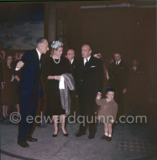 Prince Albert, Prince Rainier, Princess Grace, Jacques-Yves Cousteau, Prince Pirrre. 50th anniversary of the Monaco Oceanographic Museum, Monaco Ville 1960. (Grace Kelly) - Photo by Edward Quinn