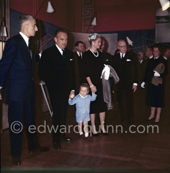 Prince Albert, Prince Rainier, Princess Grace, Jacques-Yves Cousteau, Prince Pierre, 50th anniversary of the Monaco Oceanographic Museum, Monaco Ville 1960. (Grace Kelly) - Photo by Edward Quinn