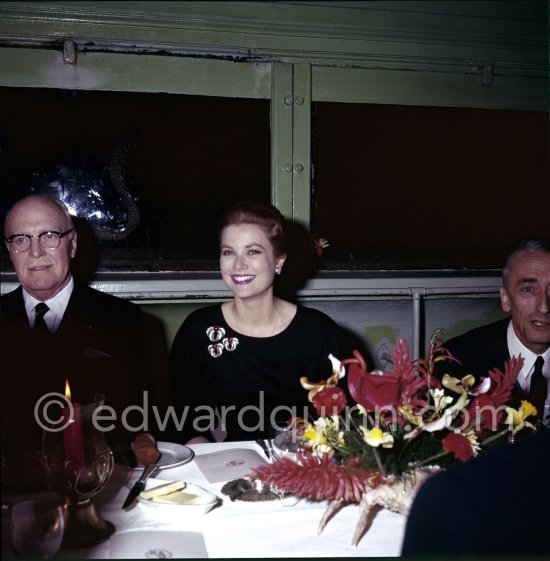 Princess Grace, Prince Pierre, Jacques-Yves Cousteau, 50th anniversary of the Monaco Oceanographic Museum, Monaco Ville 1960. (Grace Kelly) - Photo by Edward Quinn