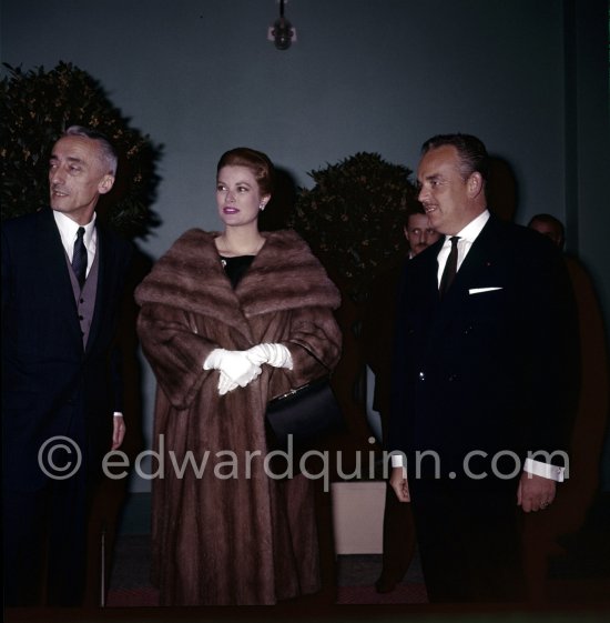 Prince Rainier, Princess Grace, Jaques-Yves Cousteau, 50th anniversary of the Monaco Oceanographic Museum, Monaco Ville 1960. (Grace Kelly) - Photo by Edward Quinn