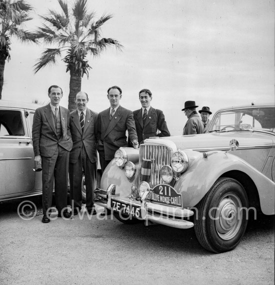 N° 211 Cecil Vard / A. Young on Jaguar MK V, 3th. Rallye Monte Carlo 1951. - Photo by Edward Quinn