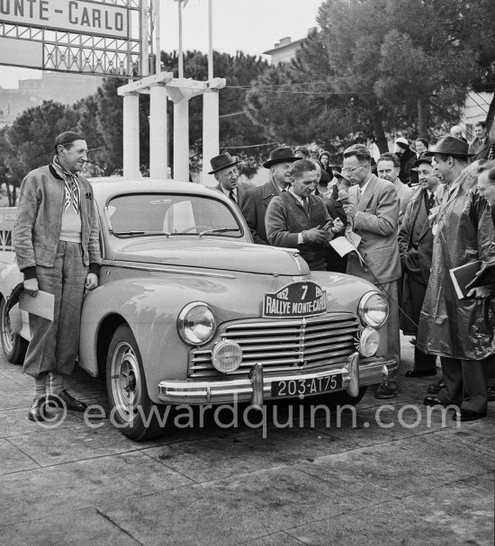 N° 7 Cortanze / Cropez on Peugeot 203. Rallye Monte Carlo 1952. - Photo by Edward Quinn