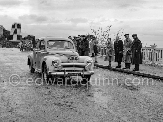 N° 7 Cortanze / Cropez on Peugeot 203. Rallye Monte Carlo 1952. - Photo by Edward Quinn