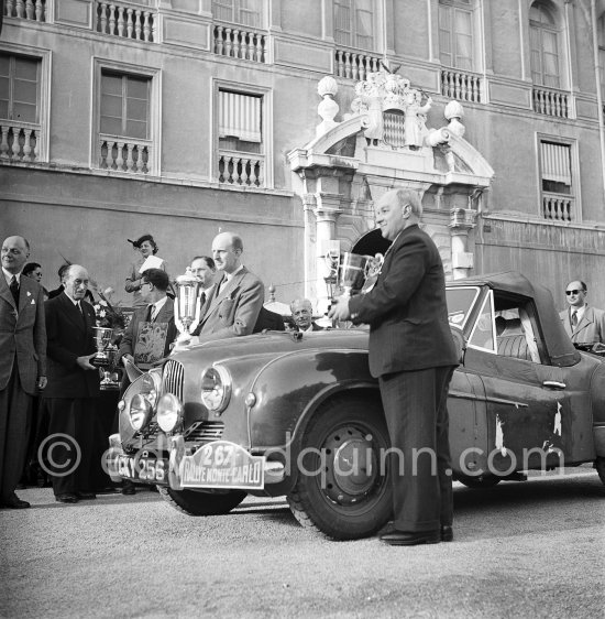 N° 267 R.F. Ellison / W.H. Robinson on Jowett Jupiter. First in second category. Rallye Monte Carlo 1951. - Photo by Edward Quinn