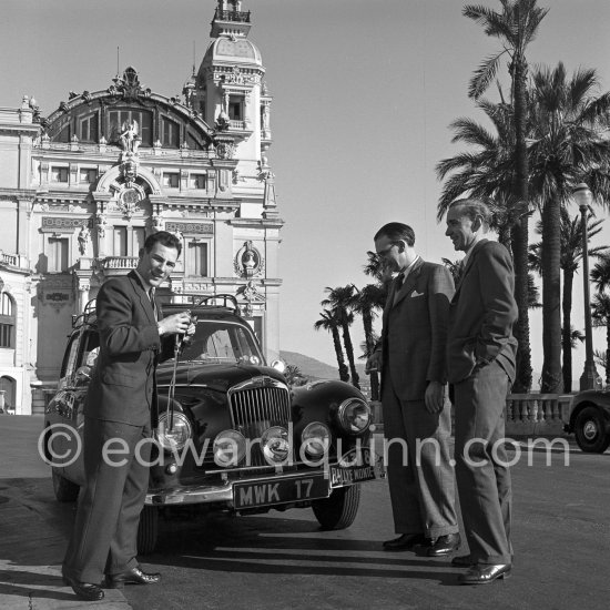 N° 318 Stirling Moss, Desmond Scannell, John Cooper (from left) on Sunbeam Talbot 90, 6th. Monte Carlo Rally 1953. - Photo by Edward Quinn