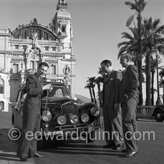 N° 318 Stirling Moss, Desmond Scannell, John Cooper (from left) on Sunbeam Talbot 90, 6th. Monte Carlo Rally 1953. - Photo by Edward Quinn