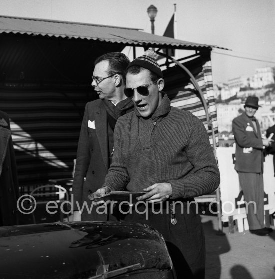 N° 318 Stirling Moss and Desmond Scannell on Sunbeam Talbot 90, 6th. Monte Carlo Rally 1953. - Photo by Edward Quinn