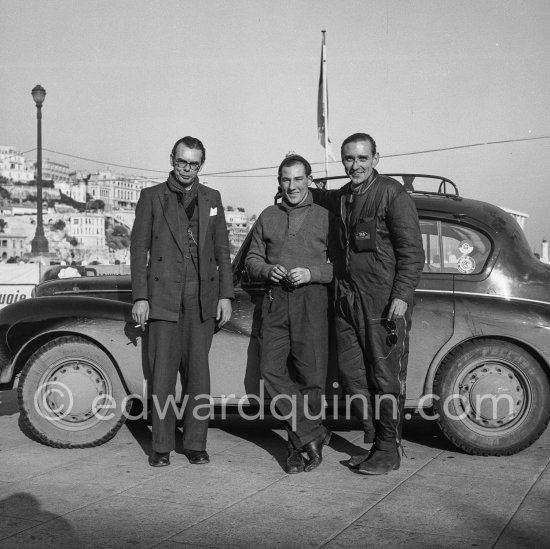 N° 318 Desmond Scannell, Stirling Moss, John Cooper (from left) on Sunbeam Talbot 90, 6th. Monte Carlo Rally 1953. - Photo by Edward Quinn