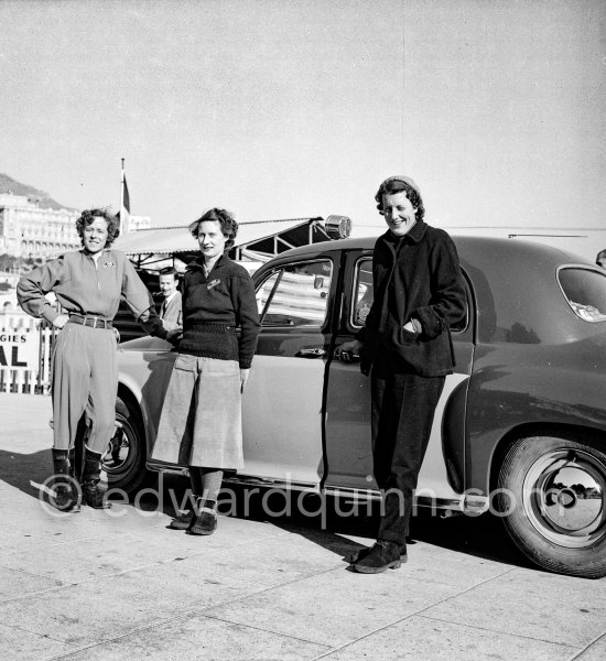 N° 198 Miss H.N. Dunham and Mrs J. Howard on Rover 2103 ccm. Monaco 1953. - Photo by Edward Quinn