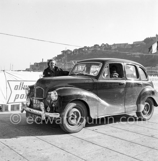 N° 203 Mmes Grounds / Osborn on Austin A40. Rallye Monte Carlo 1953. - Photo by Edward Quinn