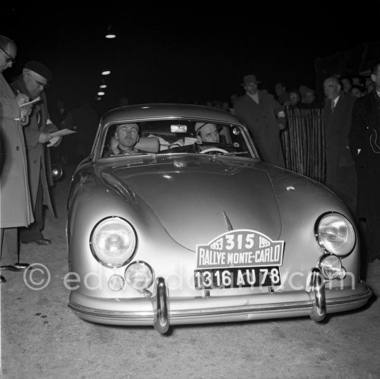 N° 315 Cuchet/Nusbaum on Porsche 356. Rallye Monte Carlo 1953. - Photo by Edward Quinn