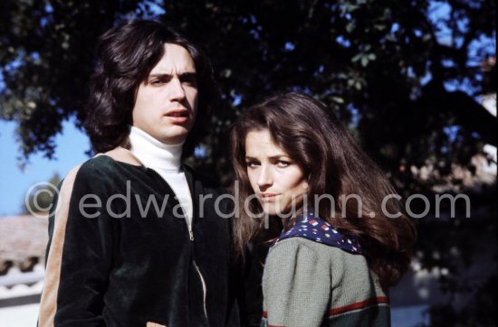 Charlotte Rampling and her husband Jean-Michel Jarre. Ramatuelle 1978. - Photo by Edward Quinn