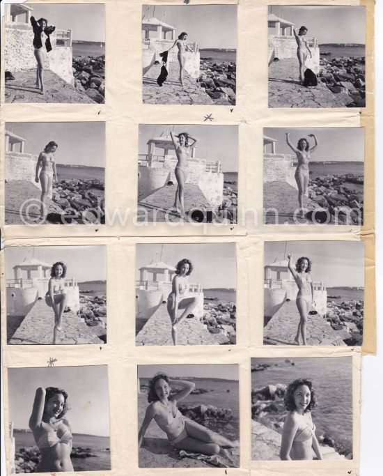 Claude Renault, Miss France 1950. Antibes 1951. Contact prints. Photos from original negatives available. - Photo by Edward Quinn