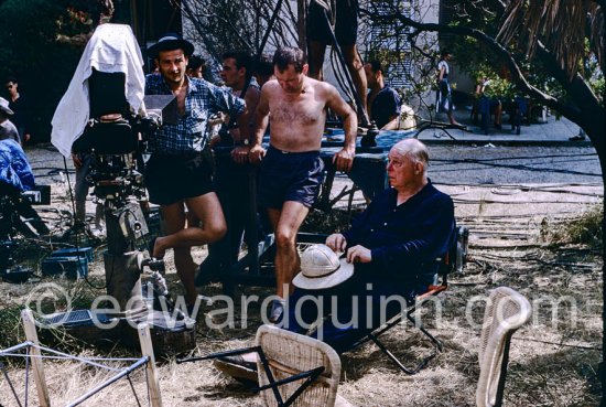 Jean Renoir in the gardens of "Les Collettes" (today Musée Renoir) directing the film “Le Déjeuner sur l’herbe”, Cagnes-sur-Mer 1959. - Photo by Edward Quinn