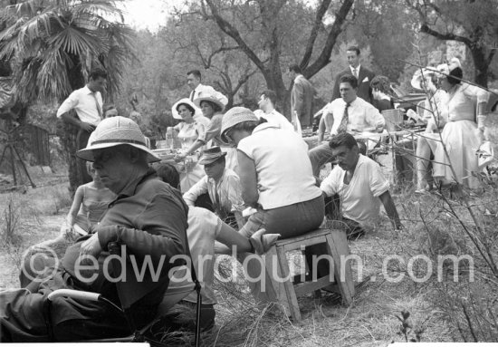 Jean Renoir in the gardens of "Les Collettes" (today Musée Renoir) directing the film “Le Déjeuner sur l’herbe”, Cagnes-sur-Mer 1959. - Photo by Edward Quinn