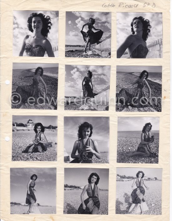 Pin-up: Colette Ricard. Nice 1951. Contact prints. Photos from original negatives available. - Photo by Edward Quinn