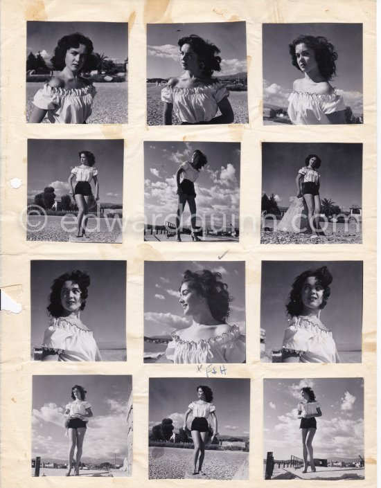Pin-up: Colette Ricard. Nice 1951. Contact prints. Photos from original negatives available. - Photo by Edward Quinn