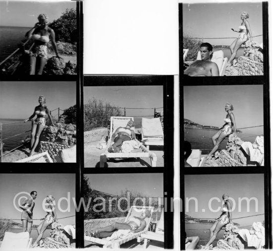 Ginger Rogers at Monte Carlo Beach 1952. Contact prints. Photos from original negatives available. - Photo by Edward Quinn