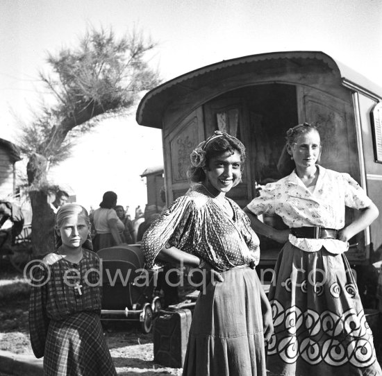 Gypsies on the occasion of the yearly pilgrimage and festival of the Gypsies in honor of Saint Sara, Saintes-Maries-de-la-Mer in 1953. - Photo by Edward Quinn