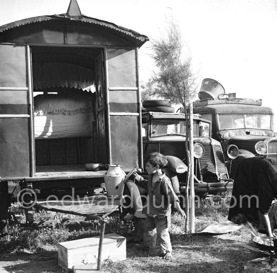 Gypsies on the occasion of the yearly pilgrimage and festival of the Gypsies in honor of Saint Sara, Saintes-Maries-de-la-Mer in 1953. - Photo by Edward Quinn