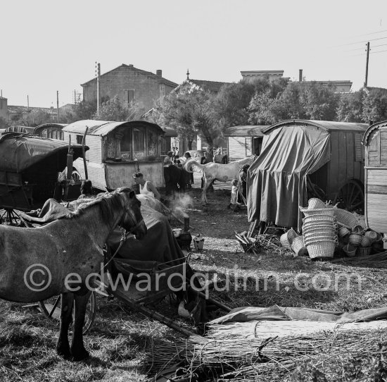 Gypsies on the occasion of the yearly pilgrimage and festival of the Gypsies in honor of Saint Sara, Saintes-Maries-de-la-Mer in 1953. - Photo by Edward Quinn