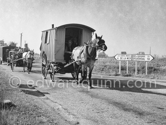 Gypsies on the occasion of the yearly pilgrimage and festival of the Gypsies in honor of Saint Sara, Saintes-Maries-de-la-Mer in 1953. - Photo by Edward Quinn