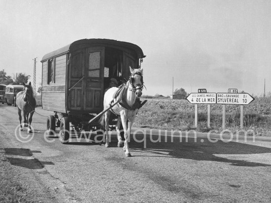 Gypsies on the occasion of the yearly pilgrimage and festival of the Gypsies in honor of Saint Sara, Saintes-Maries-de-la-Mer in 1953. - Photo by Edward Quinn