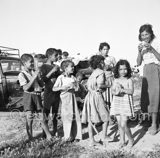 Gypsies on the occasion of the yearly pilgrimage and festival of the Gypsies in honor of Saint Sara, Saintes-Maries-de-la-Mer in 1953. - Photo by Edward Quinn