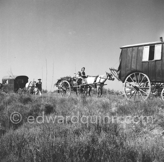 Gypsies on the occasion of the yearly pilgrimage and festival of the Gypsies in honor of Saint Sara, Saintes-Maries-de-la-Mer in 1953. - Photo by Edward Quinn