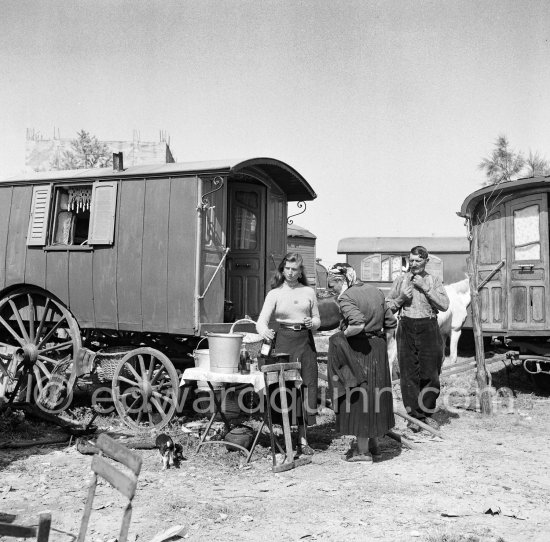 Gypsies on the occasion of the yearly pilgrimage and festival of the Gypsies in honor of Saint Sara, Saintes-Maries-de-la-Mer in 1953. - Photo by Edward Quinn